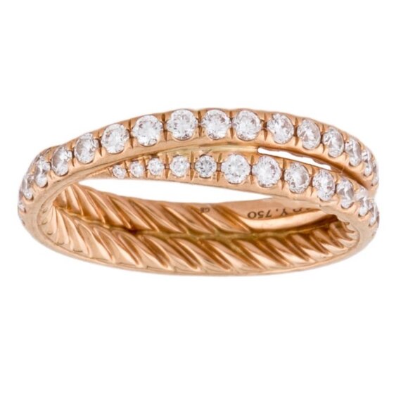 DAVID YURMAN 18K 750 ROSE GOLD 1.23CTW DIAMOND PAVÉ CROSSOVER RING - Picture 8 of 11
